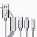 Three-in-one mobile phone charging cable with Micro USB interface in multiple colour options