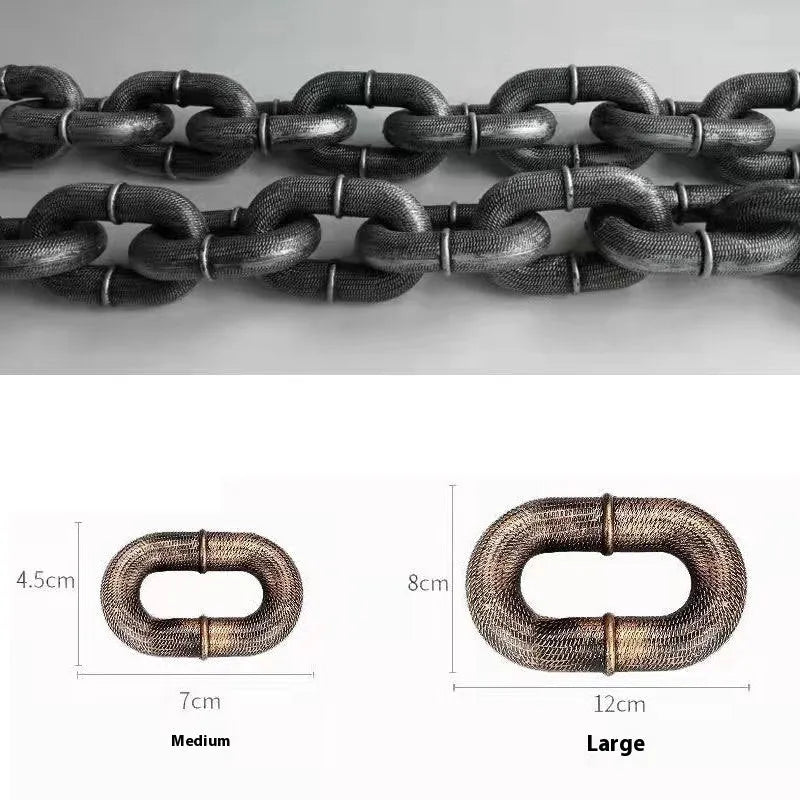 Simulated metal dog leash prop in bronze, antique silver or black colour for video production