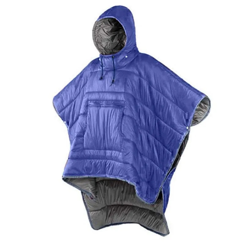 Outdoor cloak sleeping bag wearable camping blanket in Army Green or Grey colours