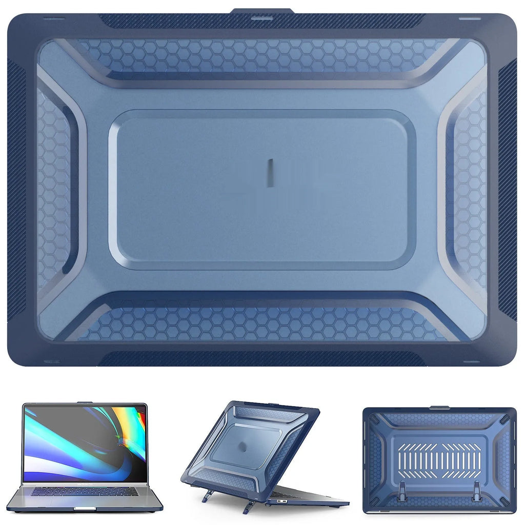 MacBook protective sleeve case in four colours: cold black, starry sky grey, elegant apricot, and sapphire blue