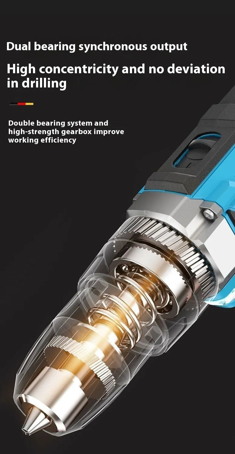 12V two-speed multi functional impact pistol drill electric screwdriver set in luxury packaging