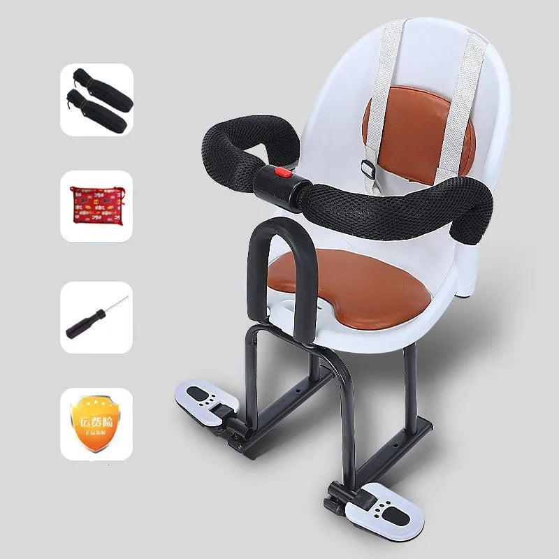 High carbon steel front safety seat for children's battery scooter in black colour