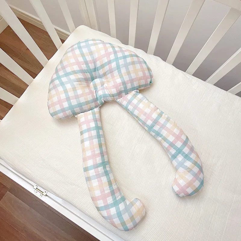 Baby soothing pillow set pure cotton 60x40cm anti-tilt head support pillow in yellow plaid pattern