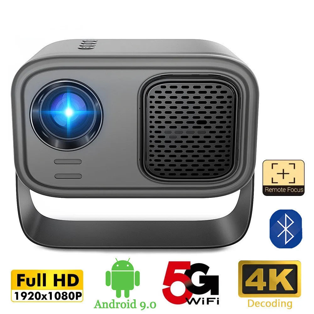 Black portable HD projector with Android system and remote control
