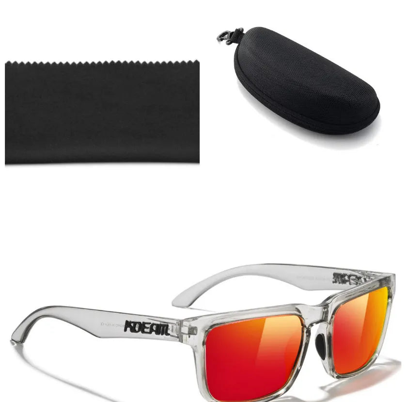 Polarized square sunglasses with TAC lens and PC frame in multiple colour options for outdoor use