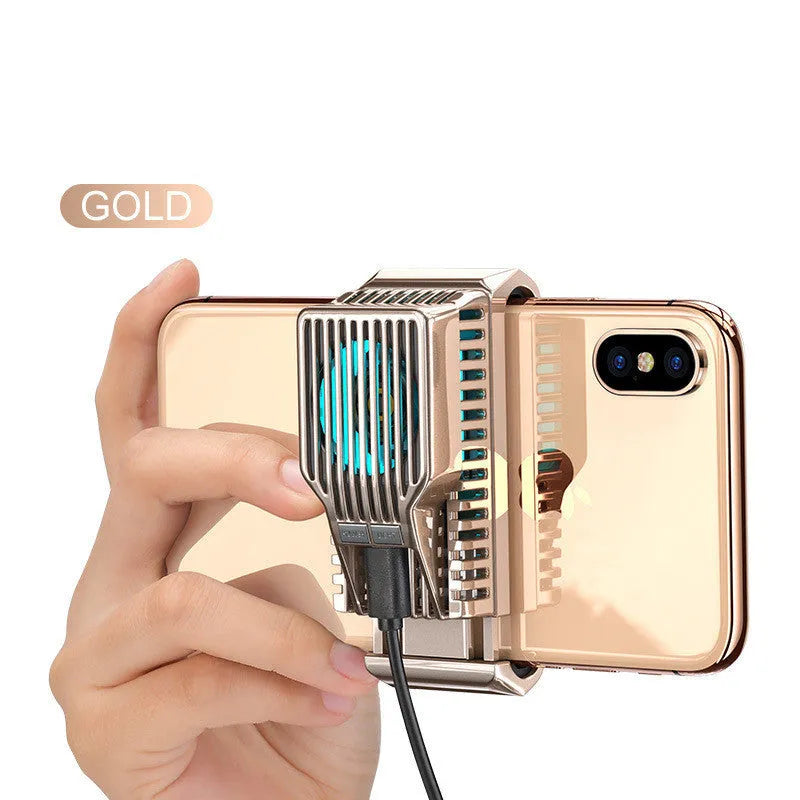 Mobile phone radiator cooling fan with clip for 4-7 inch smartphones in black gold silver colours