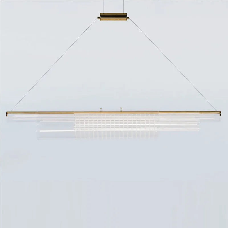 Modern minimalist glass pendant lamp with iron frame in three size options for restaurant lighting