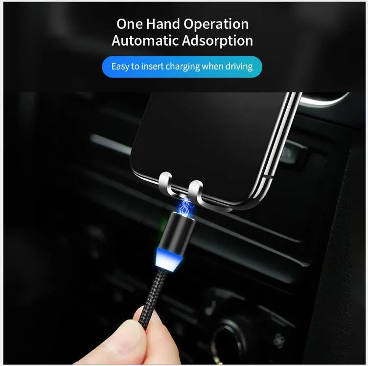 YBD magnetic LED charging cable 1 metre length with aluminium shell in multiple colours