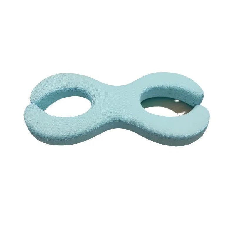 Cool blue cylindrical memory foam cervical traction pillow shown in 6cm and 9cm thickness options.
