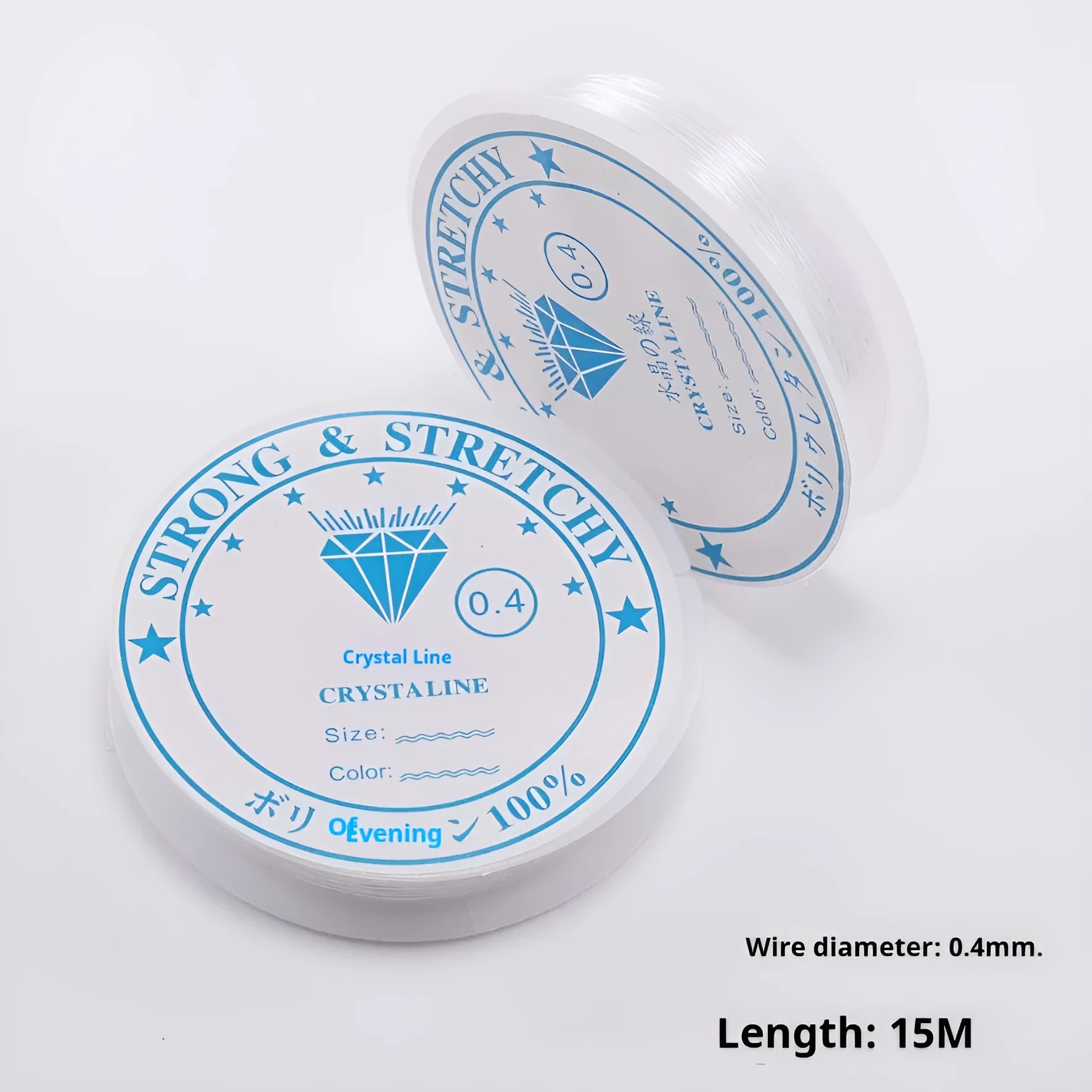 Clear white elastic fishing line on a reel for jewellery making and DIY crafts