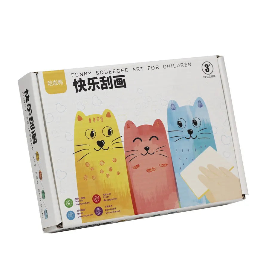 Children's Happy Scratch Painting Kit with 22 double-sided cards and scraper in colour box