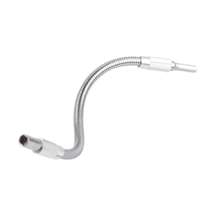 Silver metal flexible shaft extension for rotary tool with 6.35mm shank, 300mm length