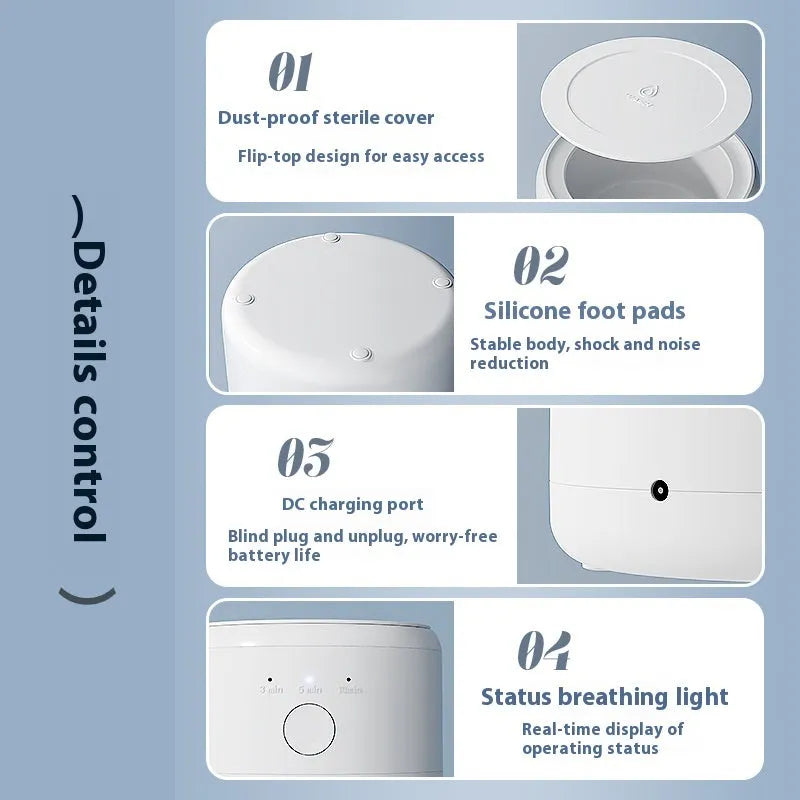 White ultrasonic tooth socket cleaning machine with 300ml tank, third gear timing, and 3-step thermostat on countertop