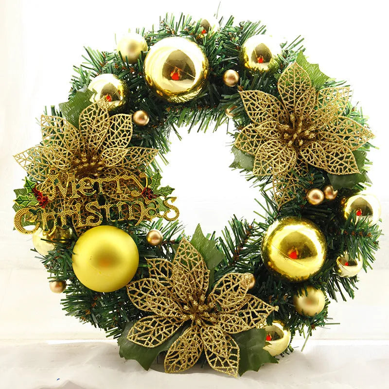 30cm plastic Christmas wreath decoration in multicolour options for door or wall hanging