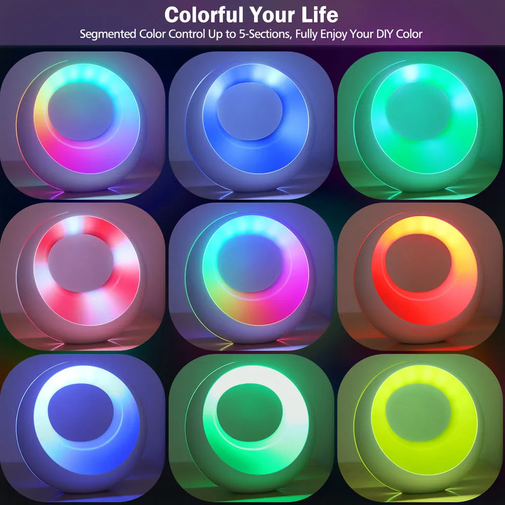 Creative Touch small RGB colour-changing desk lamp with remote control on wooden surface
