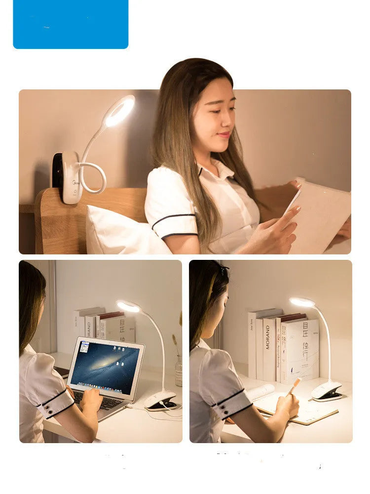 Green USB rechargeable table lamp with touch switch on wooden desk