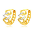 Geometric hollow-out gold alloy earrings with electroplated finish and colour separation detailing