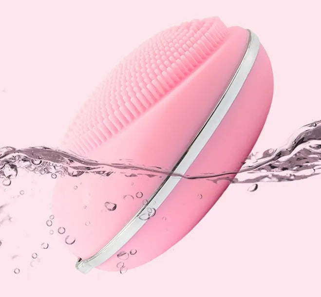 Electric face wash device in pink with ultrasonic vibration function