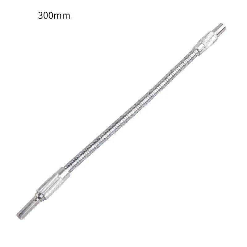 Silver metal flexible shaft extension for rotary tool with 6.35mm shank, 300mm length
