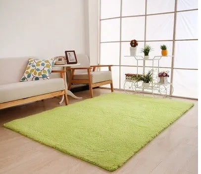 Solid colour lambskin plush carpet with a soft velvet surface and dotted non-slip base.