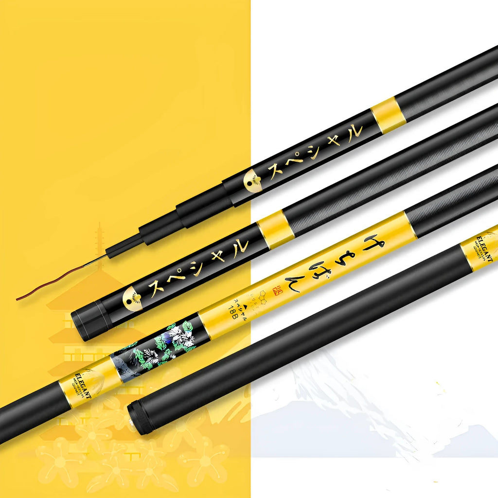 5H19 hardened carbon fishing rod in 3.6m to 7.2m lengths, single-piece blank, 19 or 28 tune options