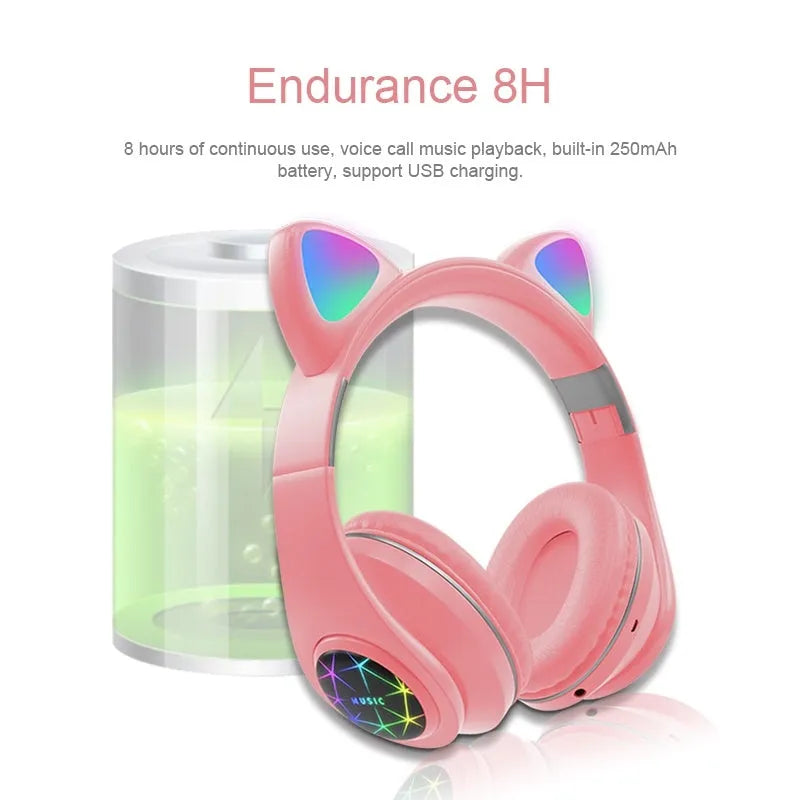 Cat ear wireless Bluetooth sports headset in six colour options