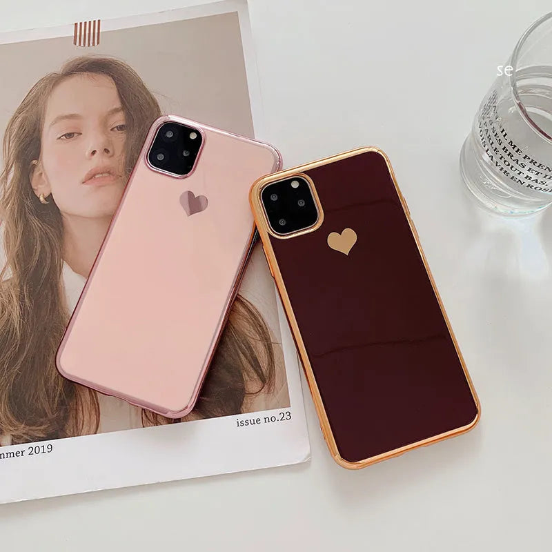 Solid colour TPU back cover phone case for iPhone, shown in Blue, Claret, Pink, and Green colour options.