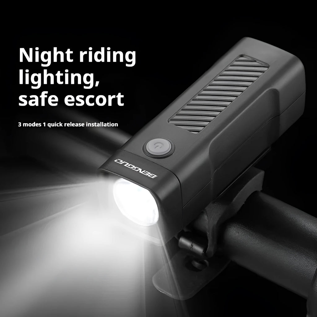 USB rechargeable bicycle headlight with quick release strap bracket for handlebar installation