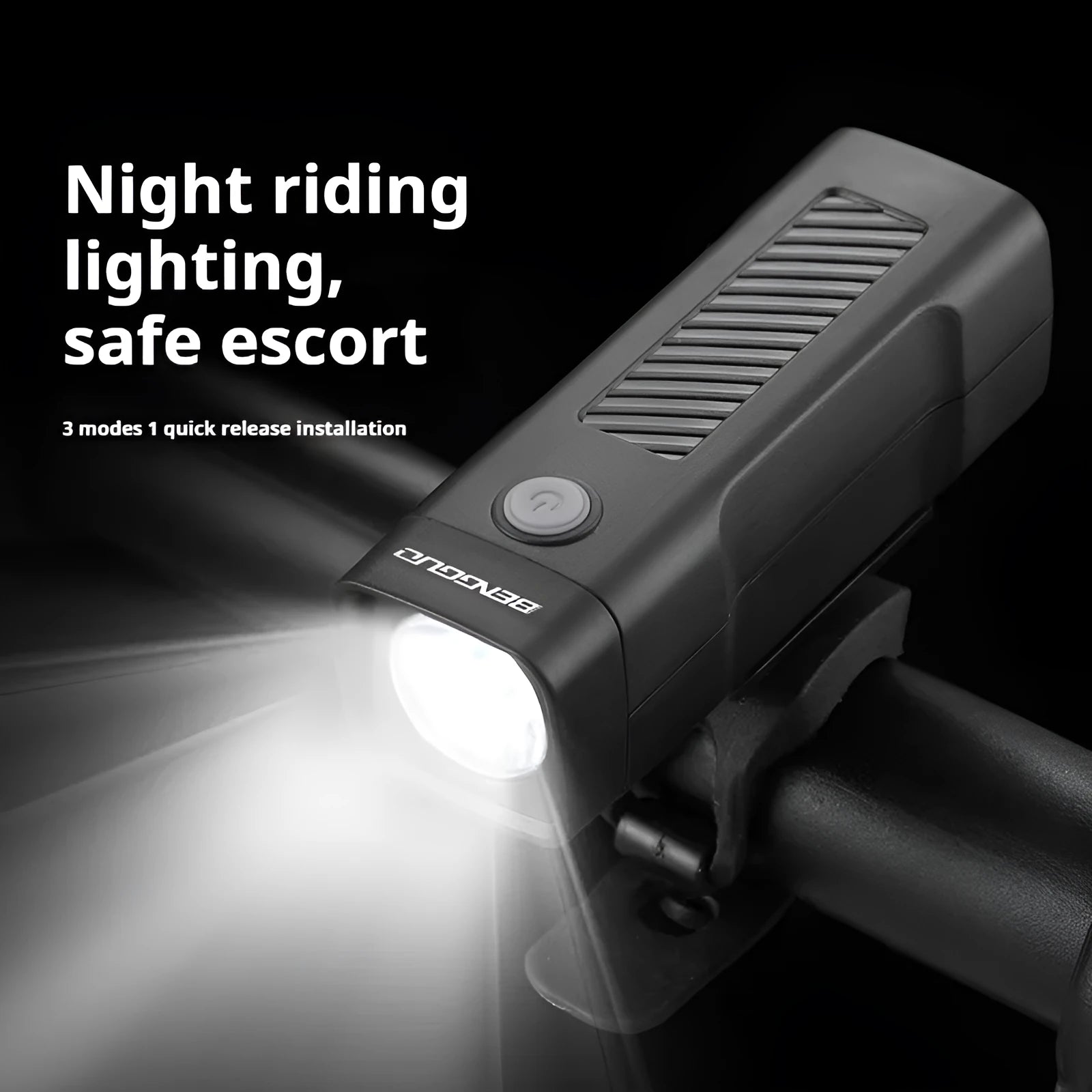 USB rechargeable bicycle headlight with quick release strap bracket for handlebar installation