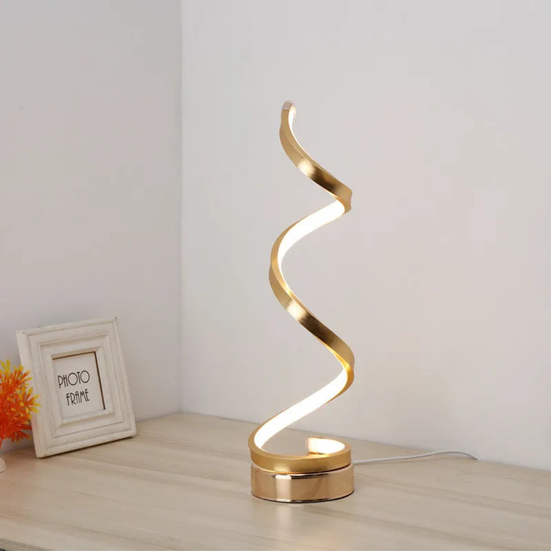 Black or white LED table lamp with aluminium shade and metal base