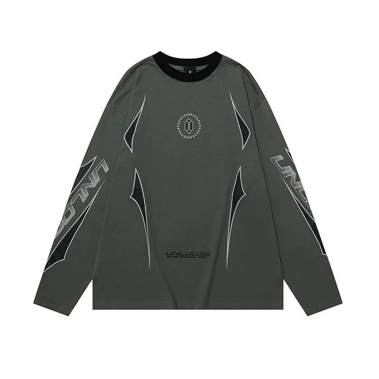 Men's grey cotton drop shoulder sweatshirt with loose fit and letter print design