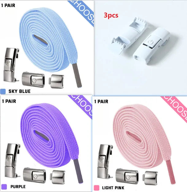 Press lock elastic shoelace with 8mm flat width and cotton weave on a trainer.