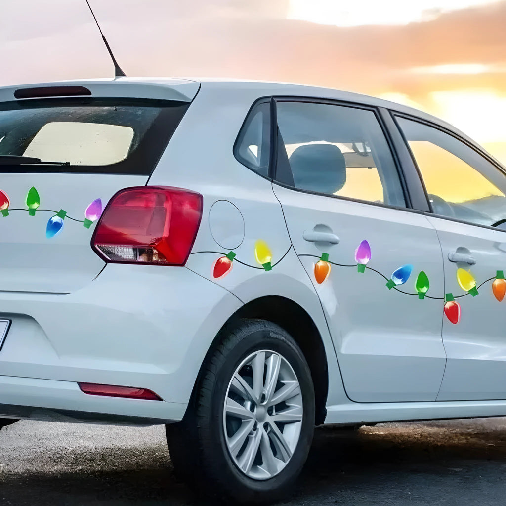 Magnetic Christmas light bulb paste set with 24 reflective bulbs and 12 wires for car decoration