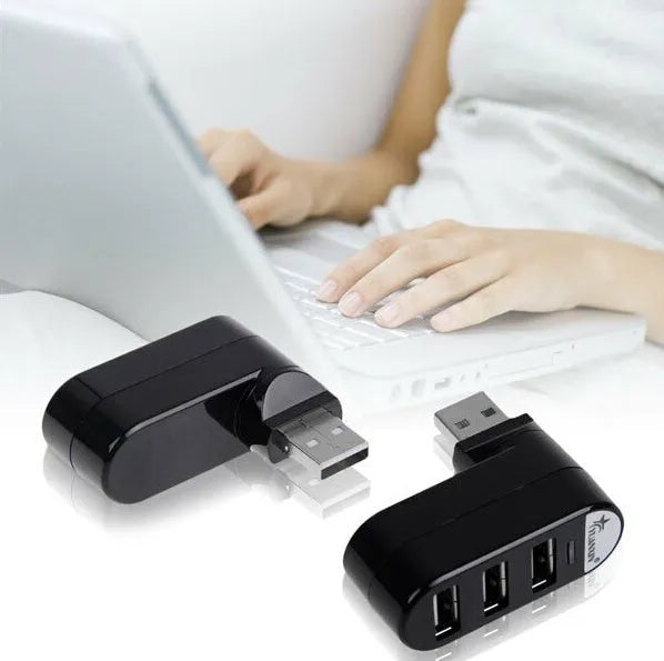 USB 2.0 splitter hub with rotating colour design in black and white options