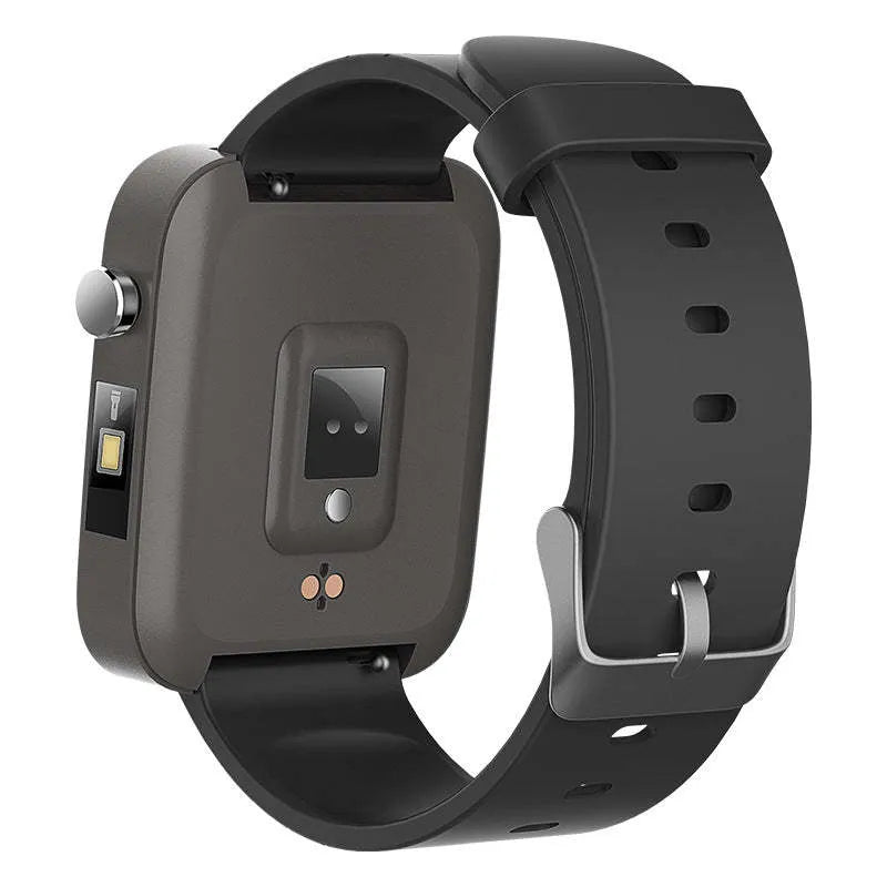 Smart bracelet with black wrist strap and 1.54-inch touch screen showing health data