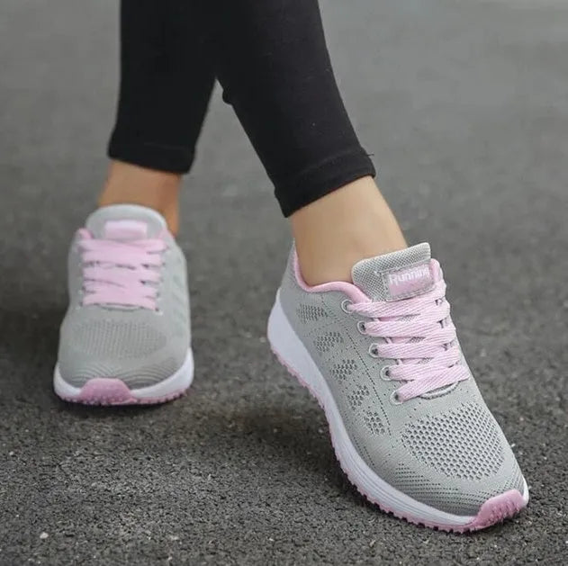 Women's sports sneakers with mesh upper, low wedge heel, available in multiple colours and sizes 35-44