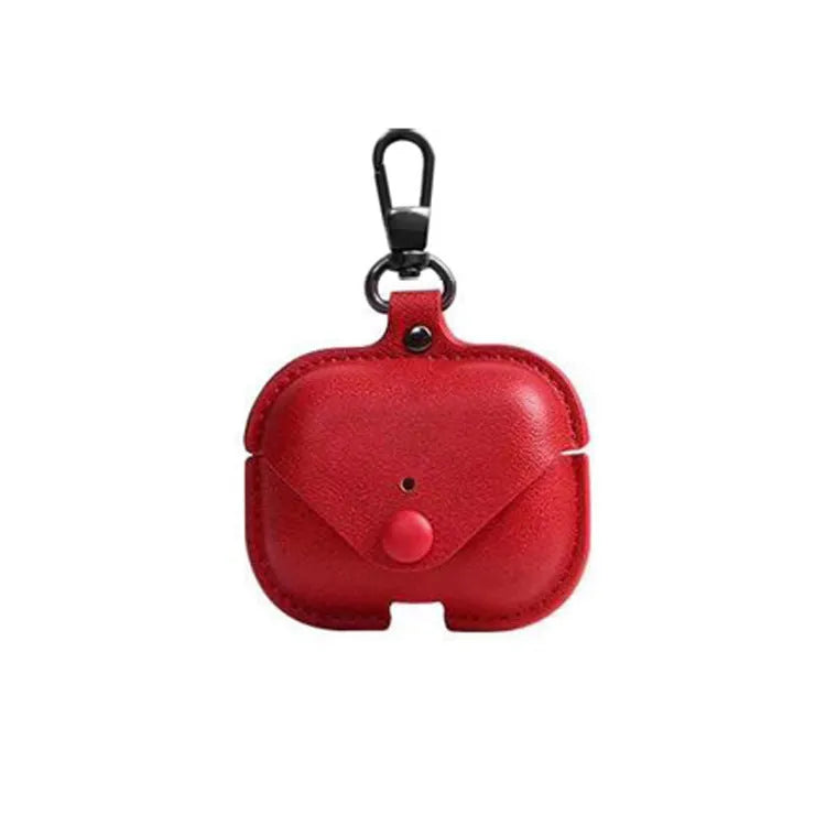 AirPods Pro protective leather case in black with cross pattern design showing dimensions