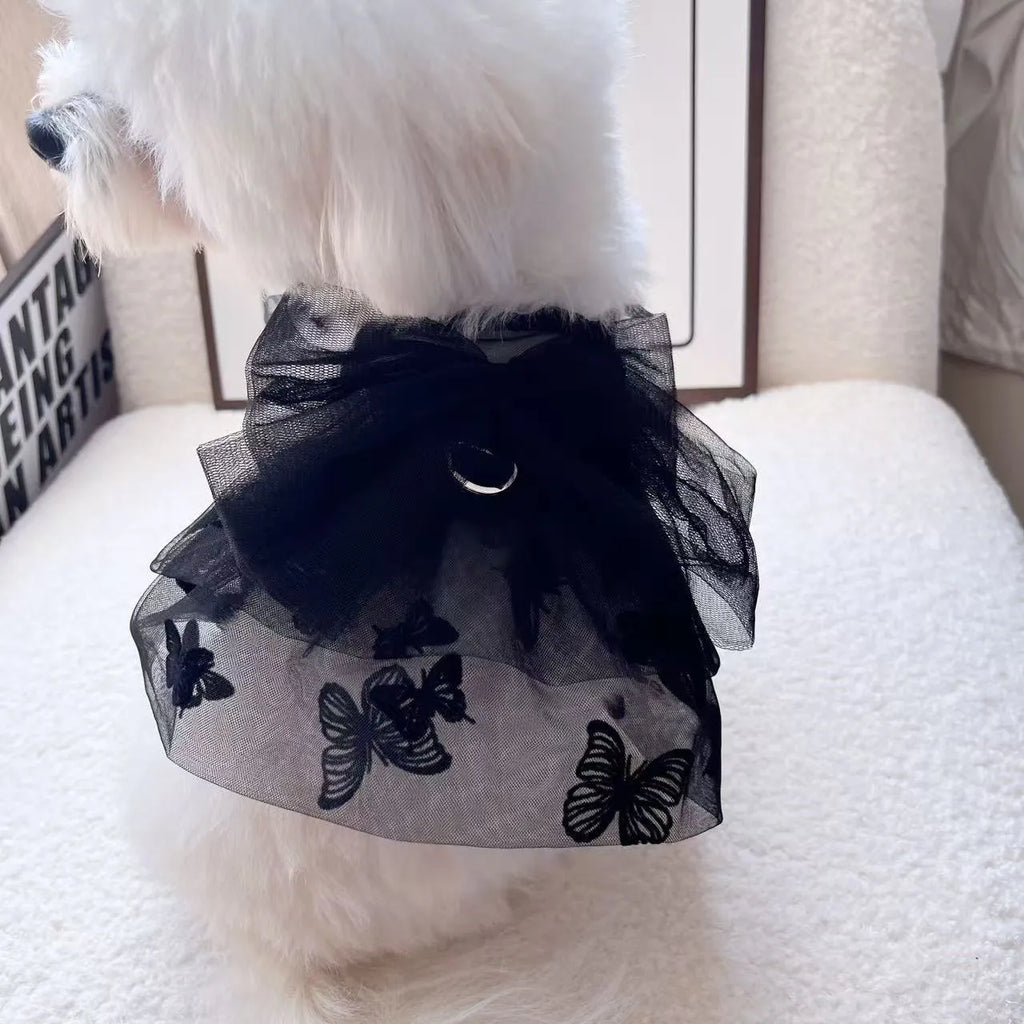 Black princess tulle skirt dog cat clothing with gauze material and five size options