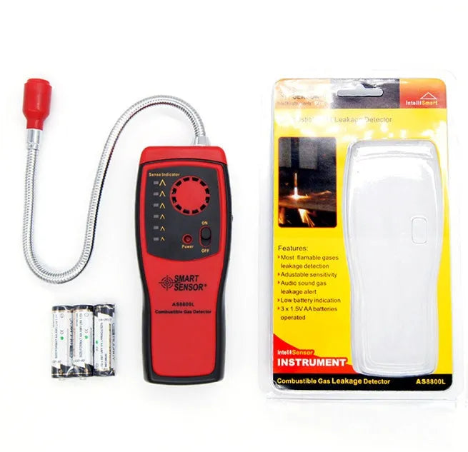 AS8800L portable flammable gas detector with LED alarm lights displaying on front panel