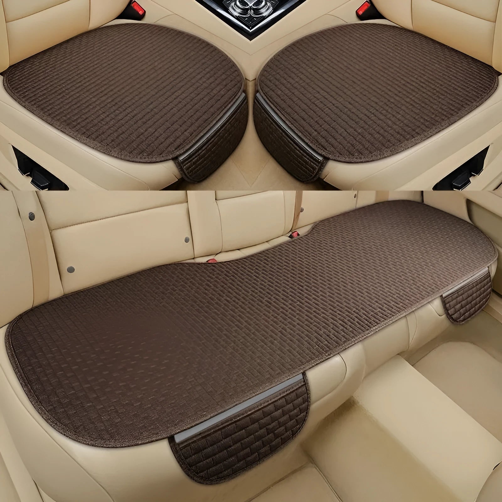 Linen car cushion set in plaid pattern with business style hemming design