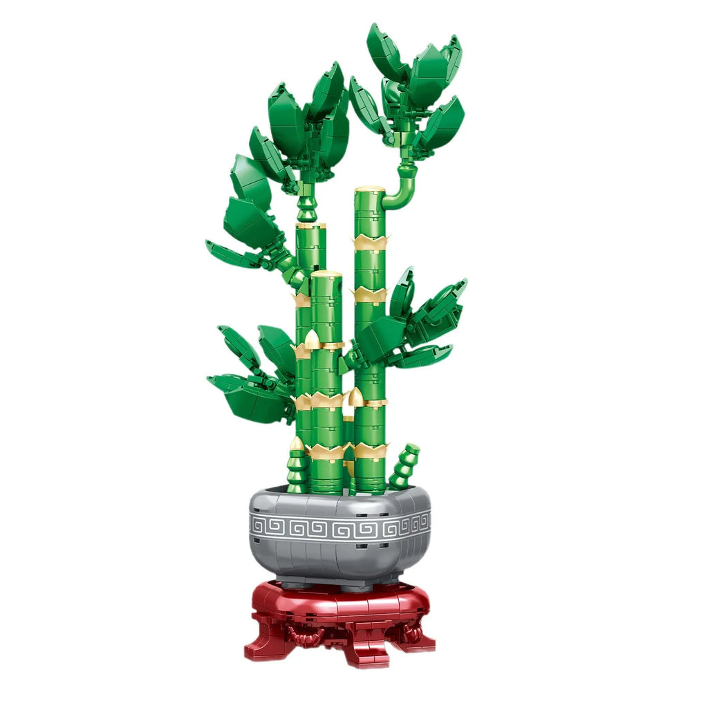 Fortune decoration building blocks toy plum ornaments plastic small particle set in colour box