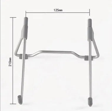 Grey aluminium alloy and engineering plastic mobile phone laptop stand on desktop