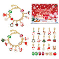Christmas Advent calendar DIY bracelet blind box with 24 plastic and alloy jewellery making boxes arranged in festive packaging