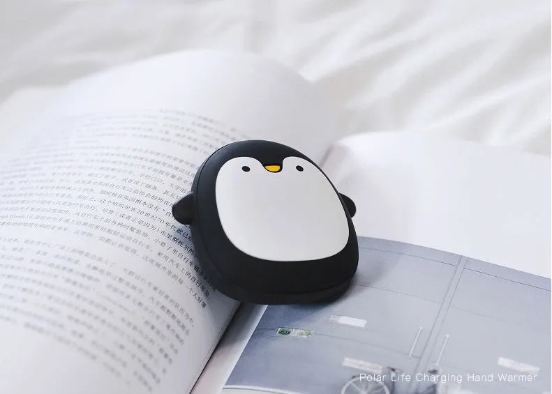 Cartoon penguin polar bear USB rechargeable hand warmer with double-side heating