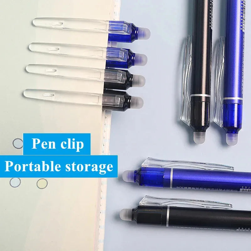 Hot erasable push gel pen with 0.5mm tip in plastic casing