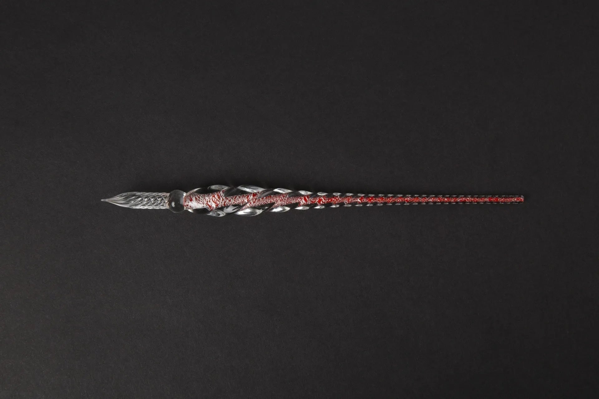 Glass crystal pen with coloured glaze dip art decoration in abstract modern design