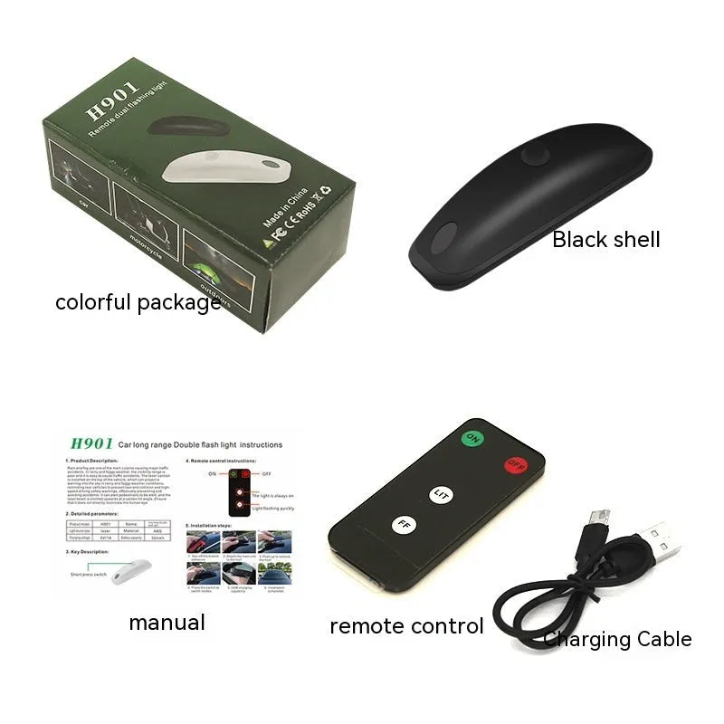 Remote control car strobe safety light with ABS housing for anti-collision visibility in rain and fog