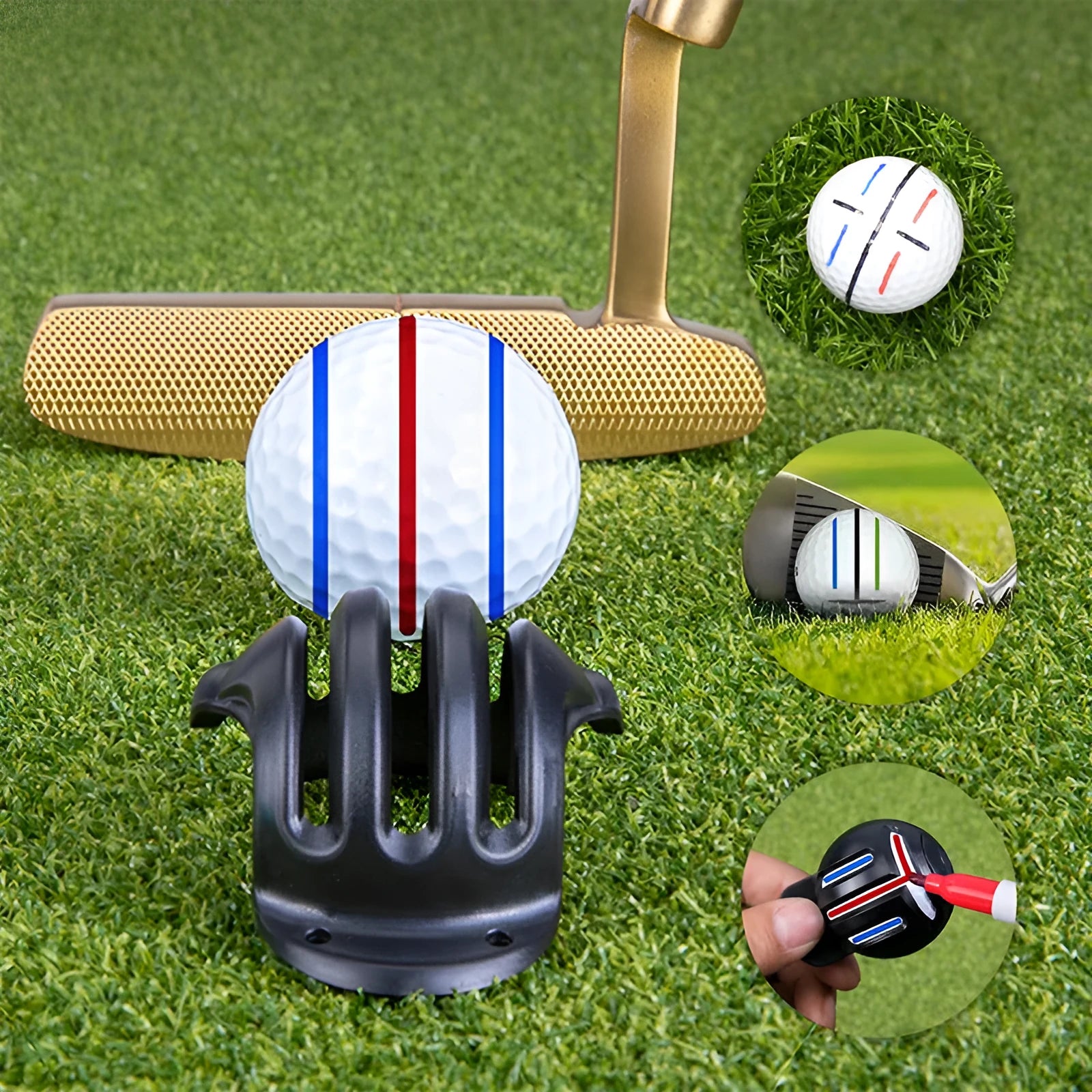 Golf putting alignment tool set with plastic scribers and drawing pens for putting practice