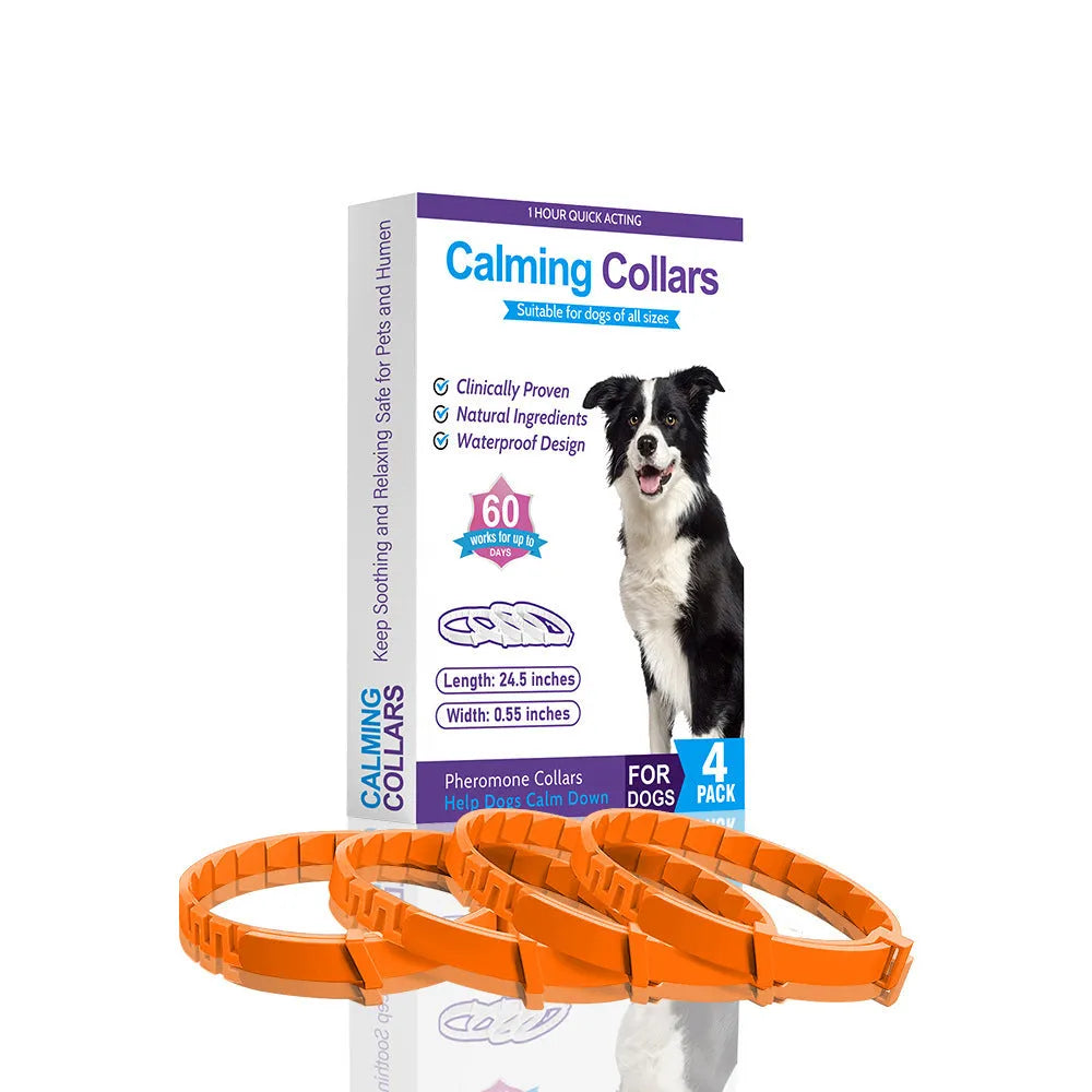 Four Chinese style monochrome pattern dog collars for anxiety relief in different colours