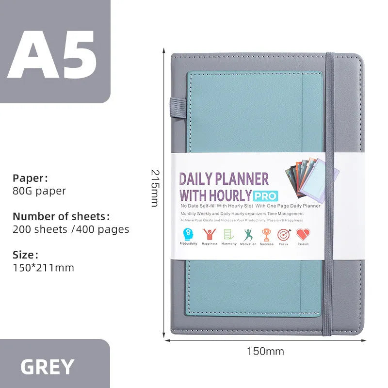 Creative trend undated notebook with strap closure in purple, available with planning stickers.